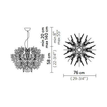 Fiorella LED Pendant Light - line drawing.