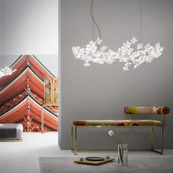 Hanami LED Linear Suspension Light in living room.