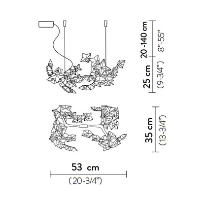 Hanami LED Linear Suspension Light - line drawing.