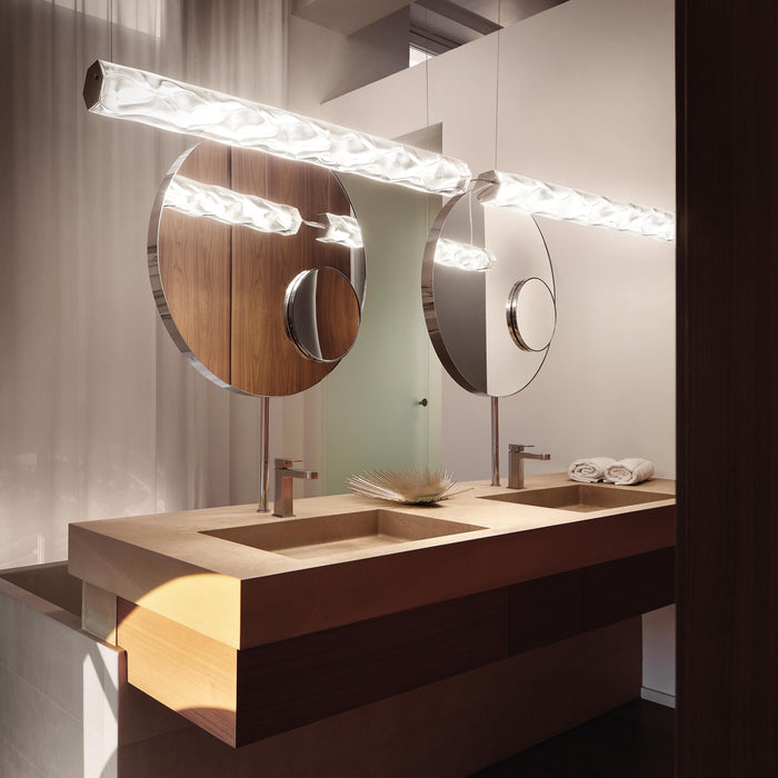 Hugo 24V Architectural LED Linear Suspension Light in bathroom.
