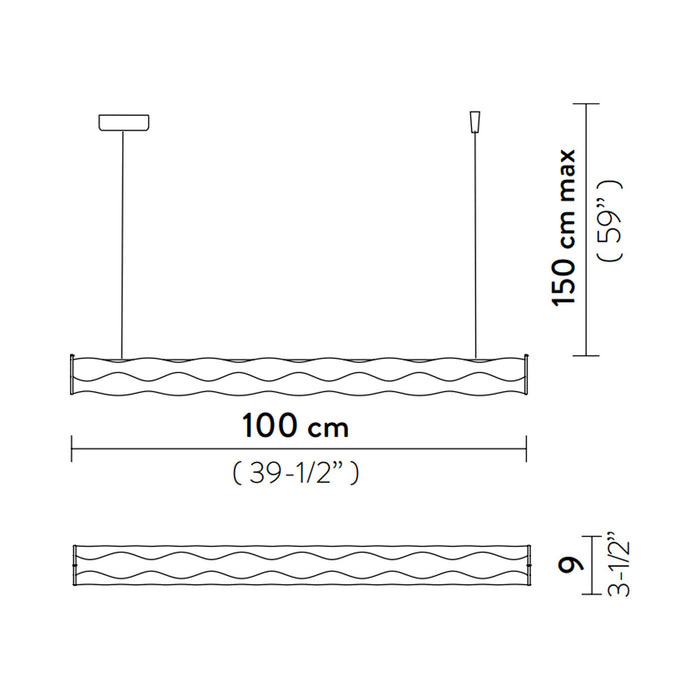 Hugo 24V Architectural LED Linear Suspension Light - line drawing.