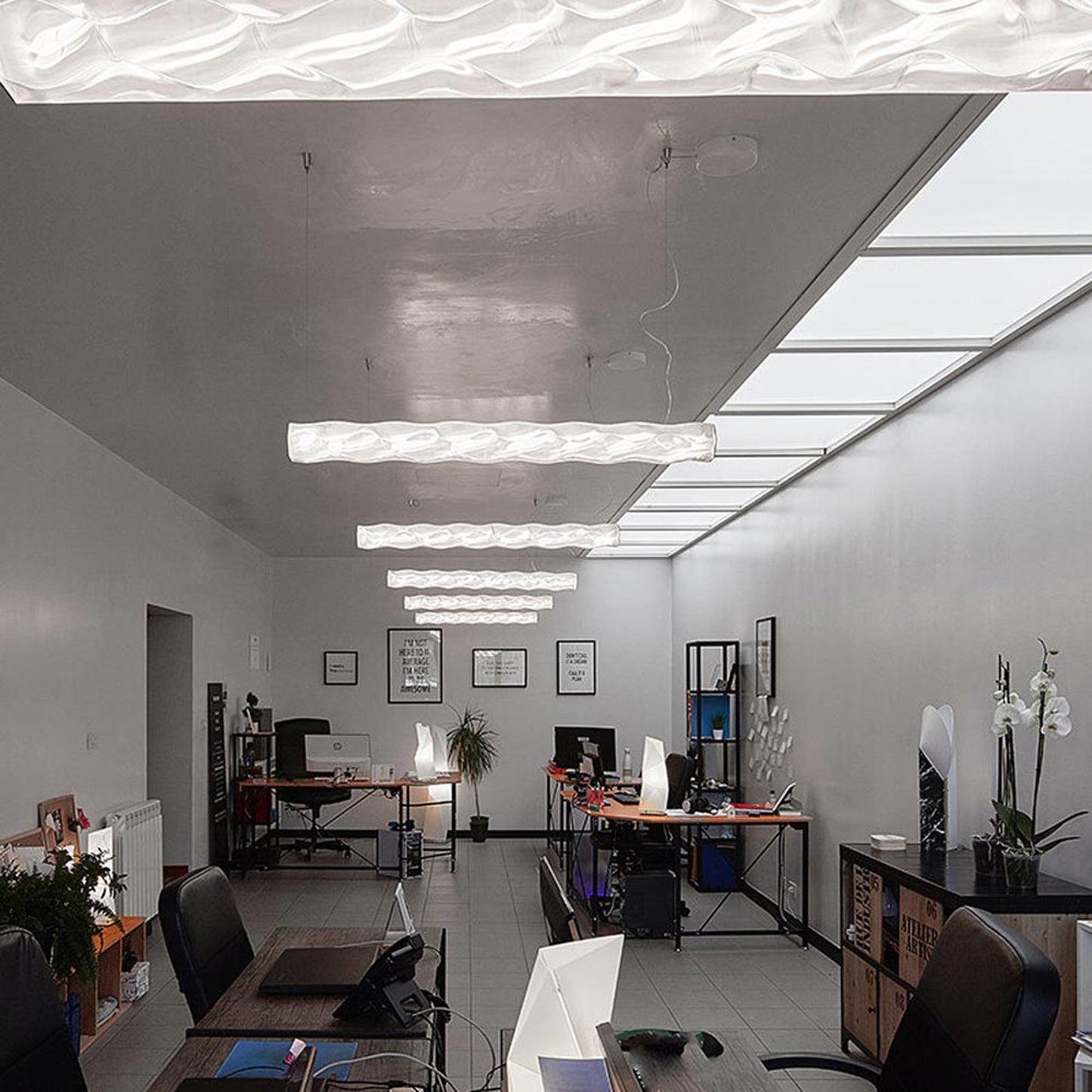 Hugo LED Pendant Light in office.