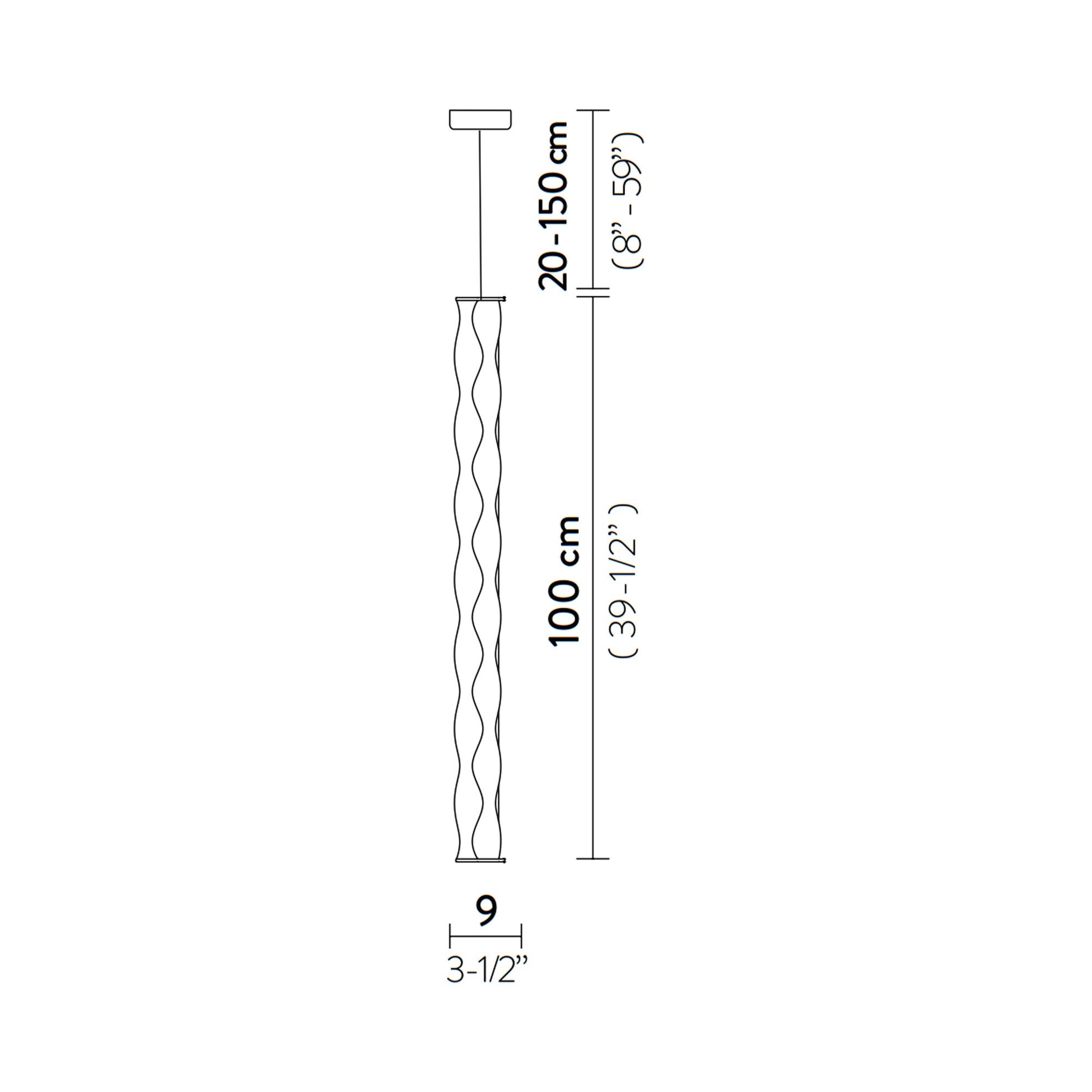 Hugo Vertical LED Pendant Light - line drawing.