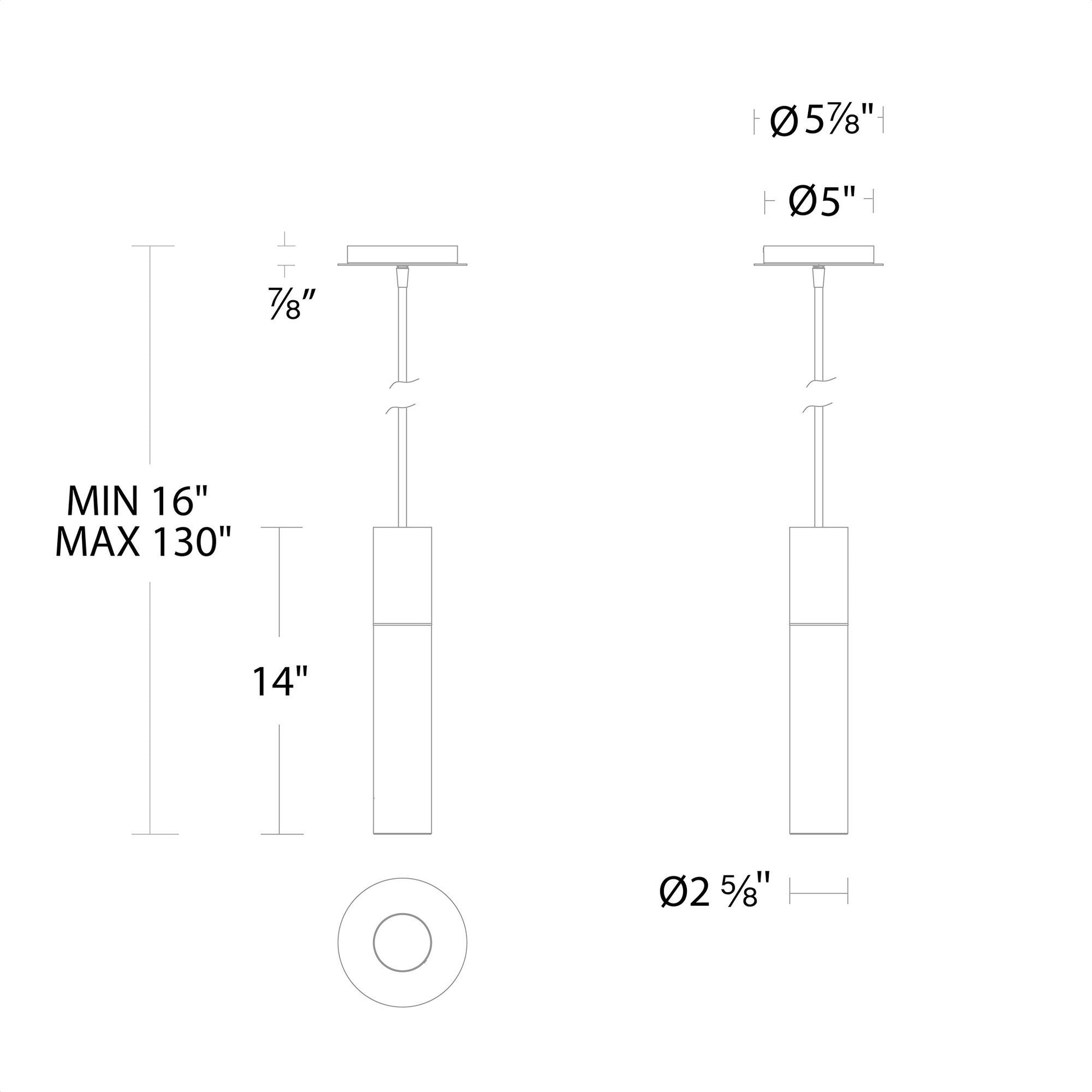 Sleek Outdoor LED Pendant Light - line drawing.