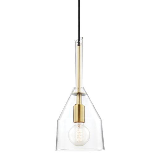 Sloan Pendant Light in Clear and Brass.