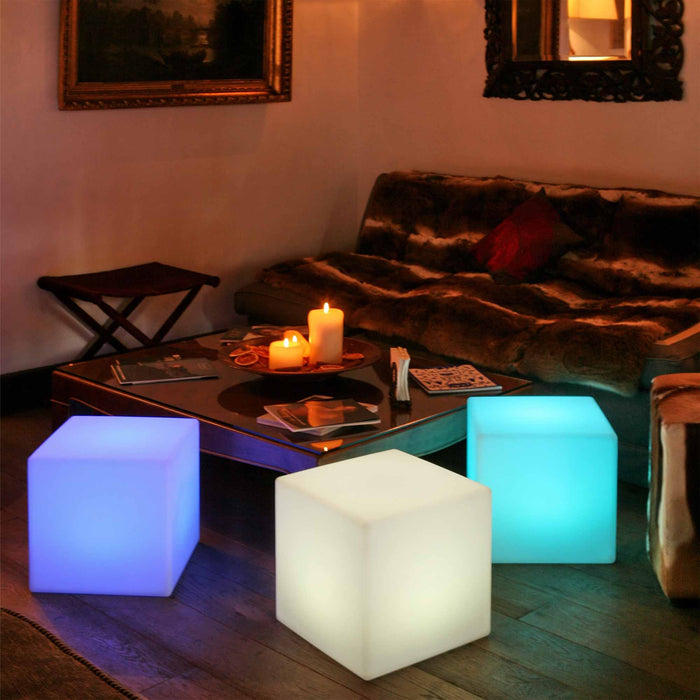 Cube Bluetooth Outdoor LED Lamp in living room.