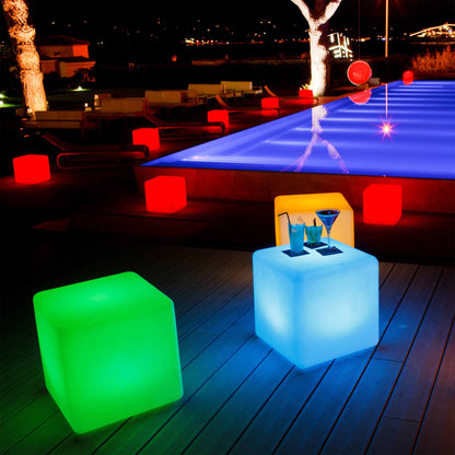 Cube Bluetooth Outdoor LED Lamp in Outside Area.