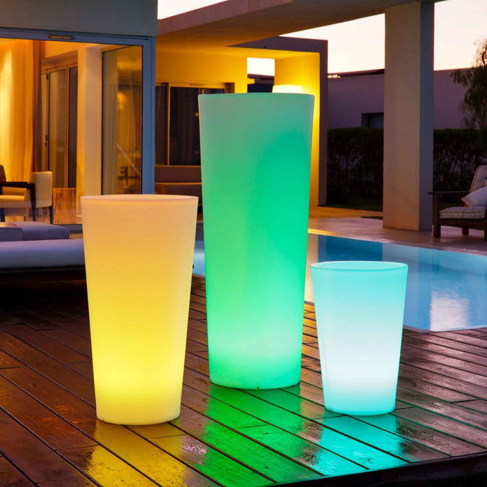 Tango Bluetooth Outdoor LED Planter in Outside Area.
