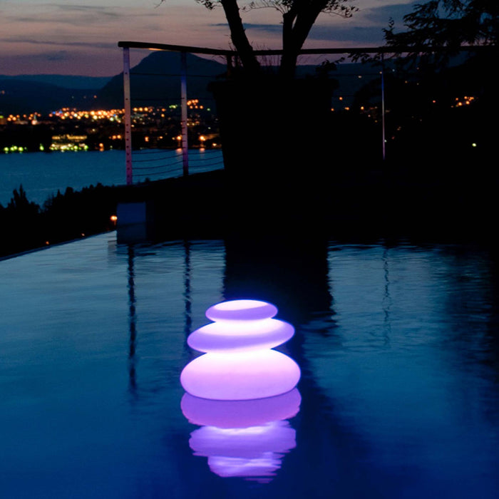 Zen Floating Bluetooth Outdoor LED Lamp in Outside Area.