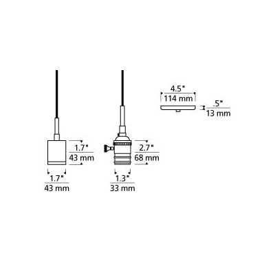 SoCo 8 Foot Pendant Light - line drawing.