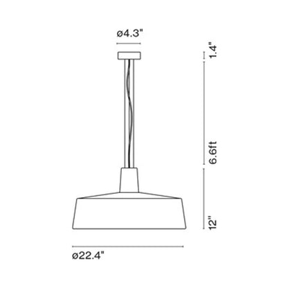 Soho LED Pendant Light - line drawing.