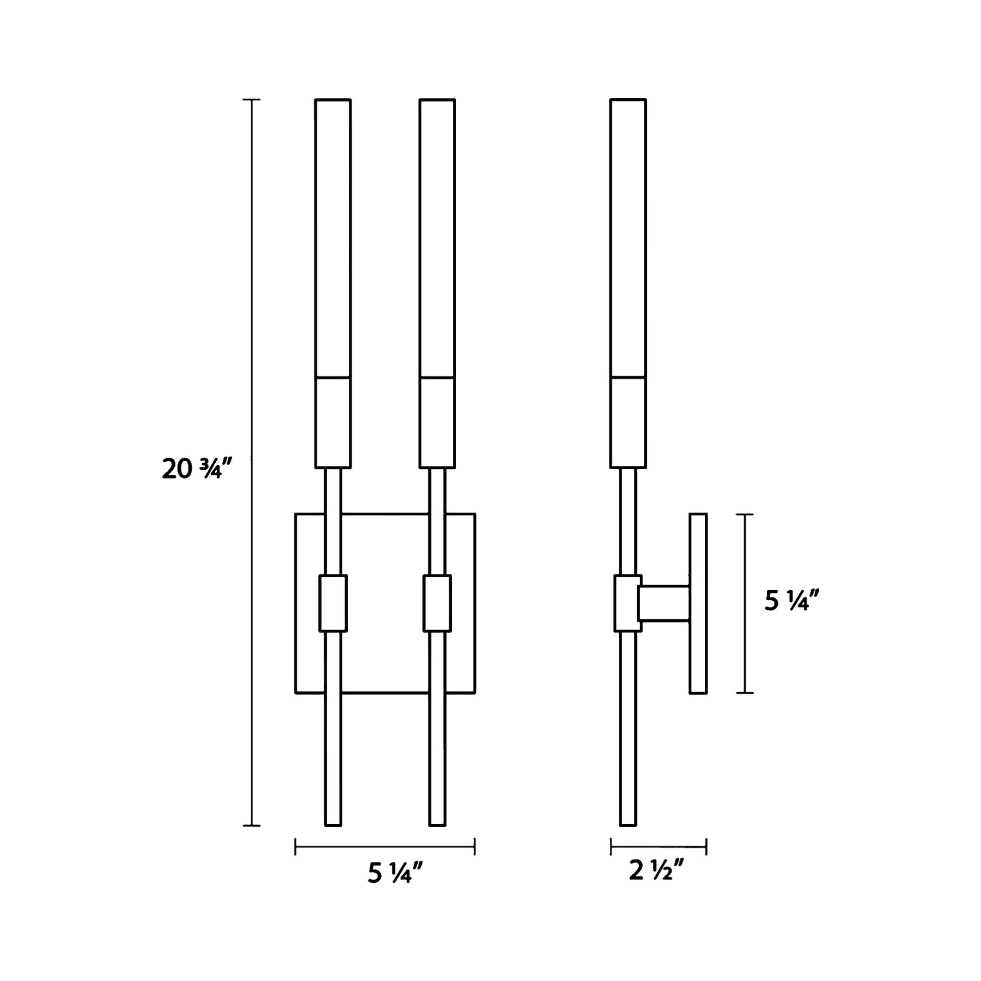 Champagne Wands LED Wall Light - line drawing.