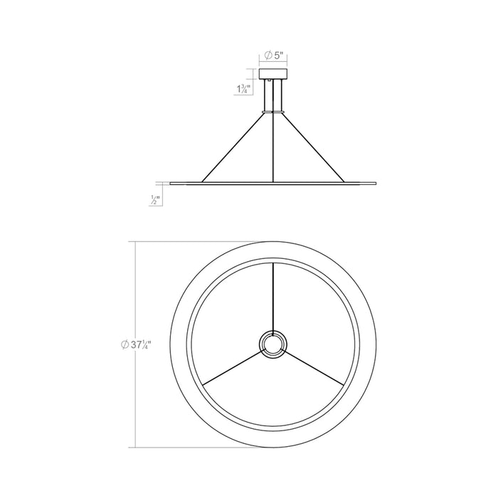 Arctic Rings™ LED Pendant Light - line drawing.