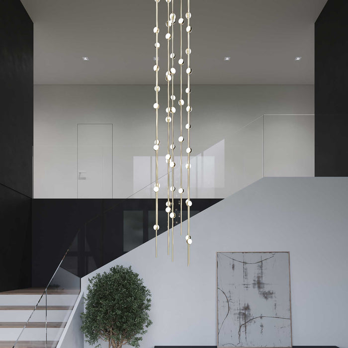 Constellation® Andromeda Round LED Pendant Light in living room.