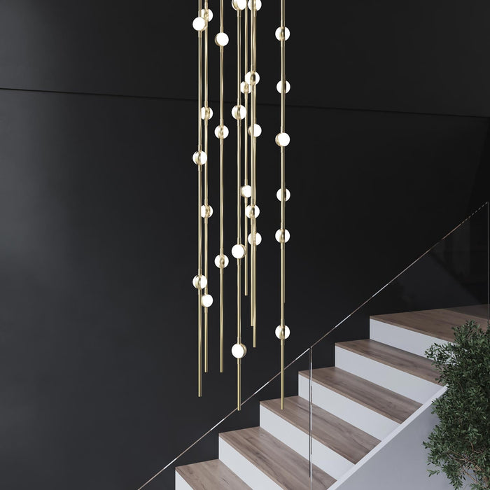 Constellation® Andromeda Round LED Pendant Light in stairs.