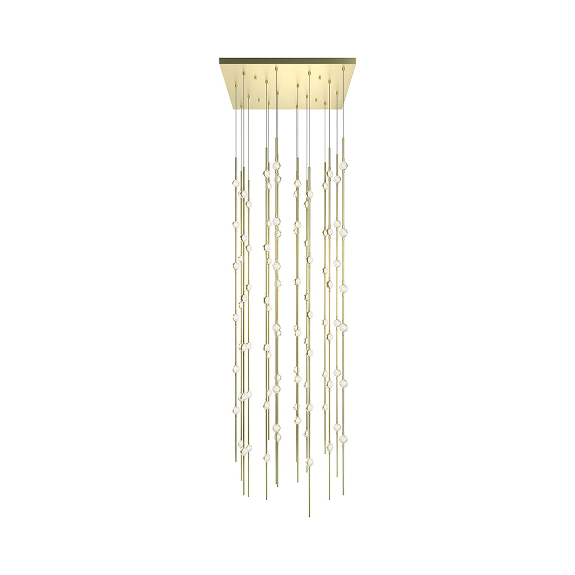 Constellation® Andromeda Square LED Pendant Light in Satin Brass/Clear.