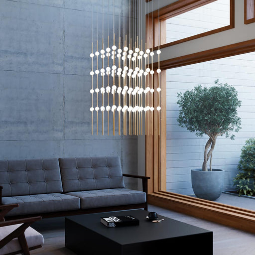 Constellation® Cosmic Cube LED Pendant Light in living room.