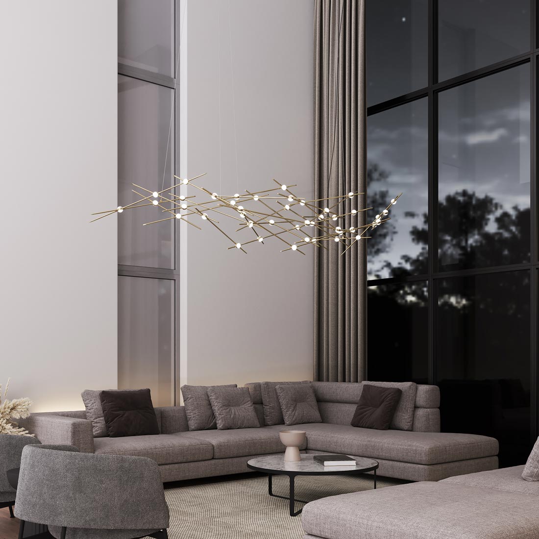 Constellation® Ursa Major LED Pendant Light in living room.