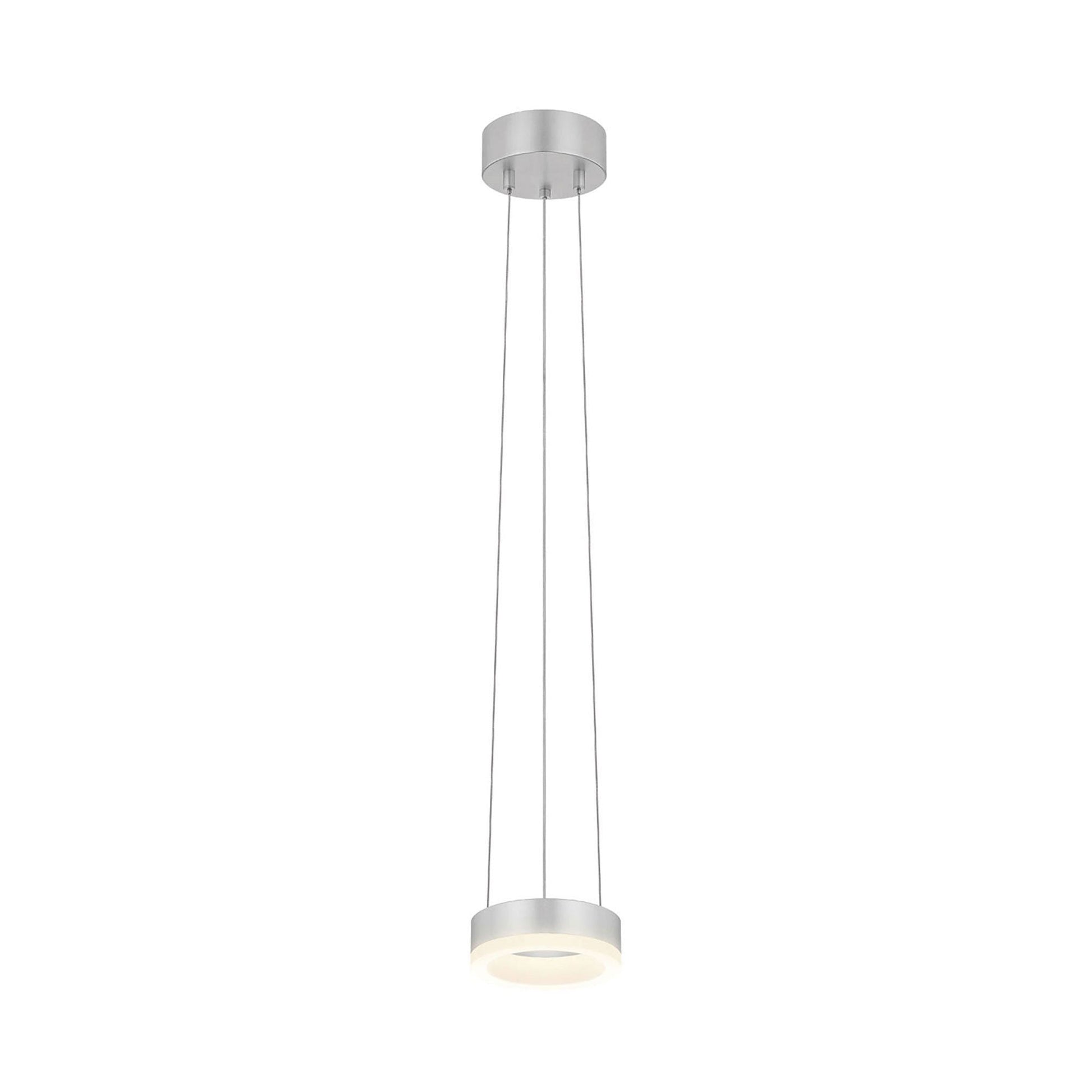 Corona Ring Mini LED Pendant Light in Bright Satin Aluminum.