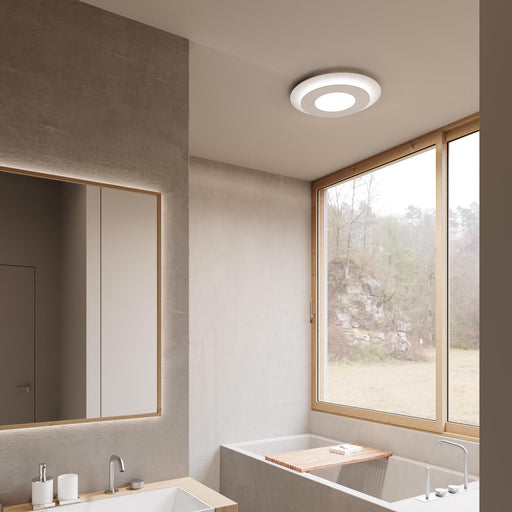 Offset™ LED Flush Mount Ceiling Light in bathroom.