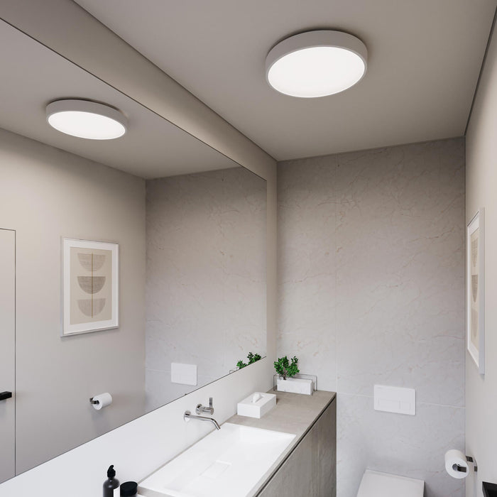 Pi LED Flush Mount Ceiling Light in bath room.
