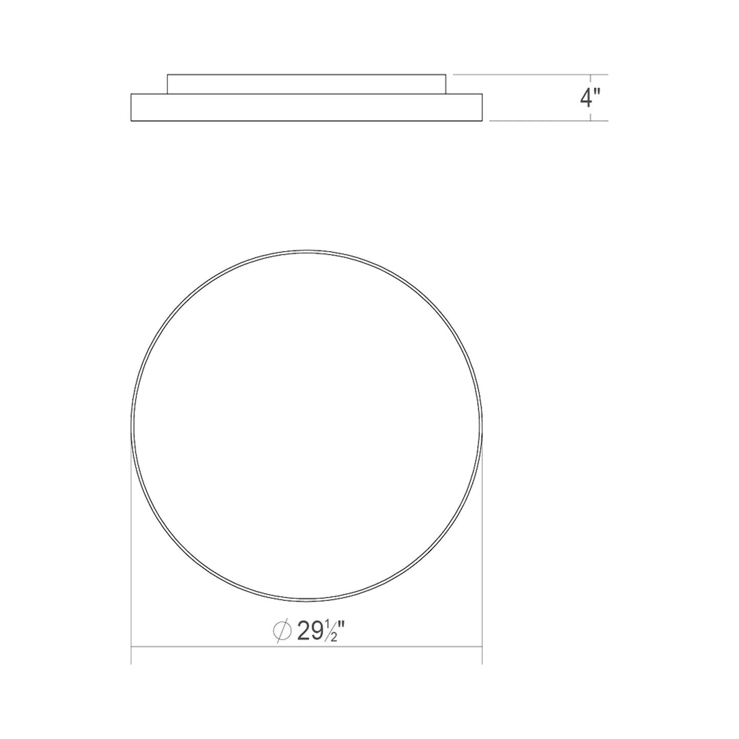 Pi LED Flush Mount Ceiling Light - line drawing.