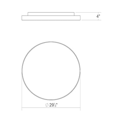 Pi LED Flush Mount Ceiling Light - line drawing.