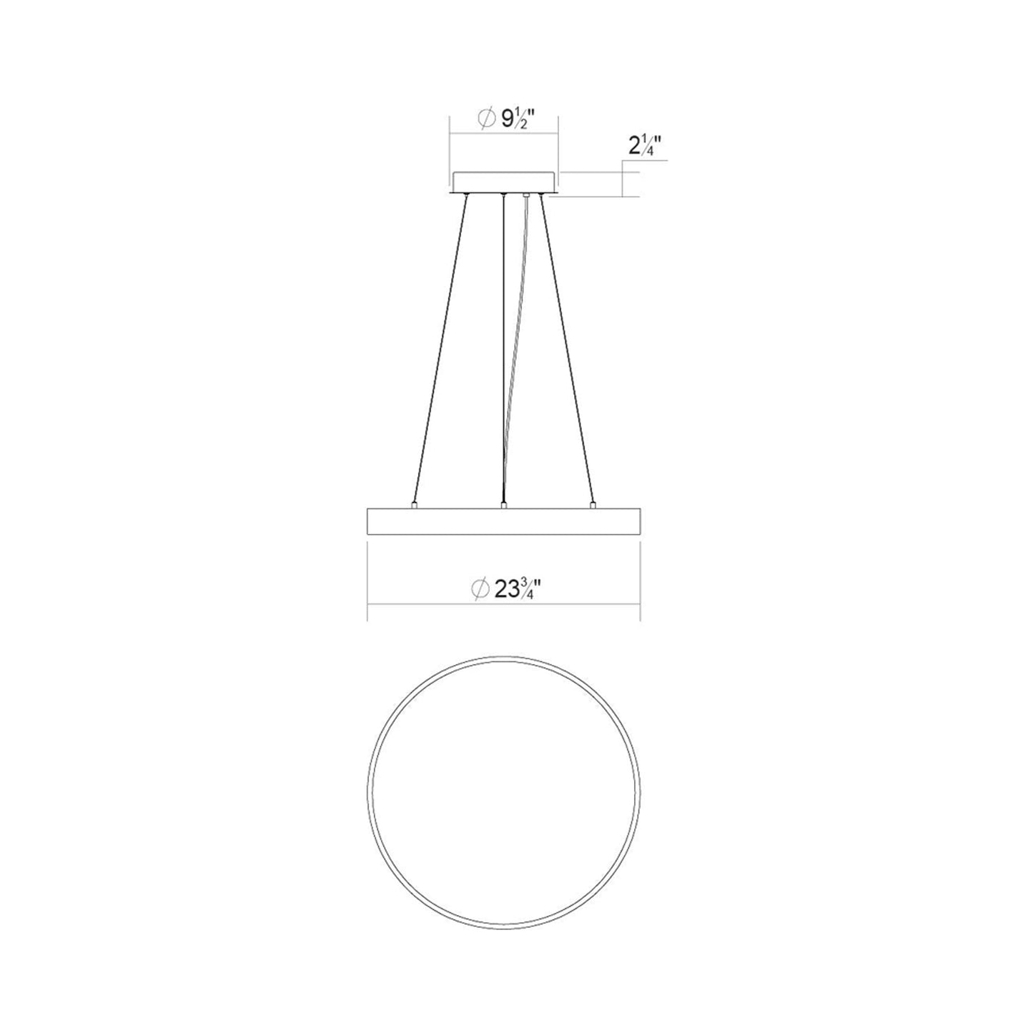 Pi LED Pendant Light - line drawing.