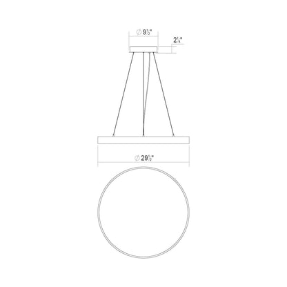 Pi LED Pendant Light - line drawing.