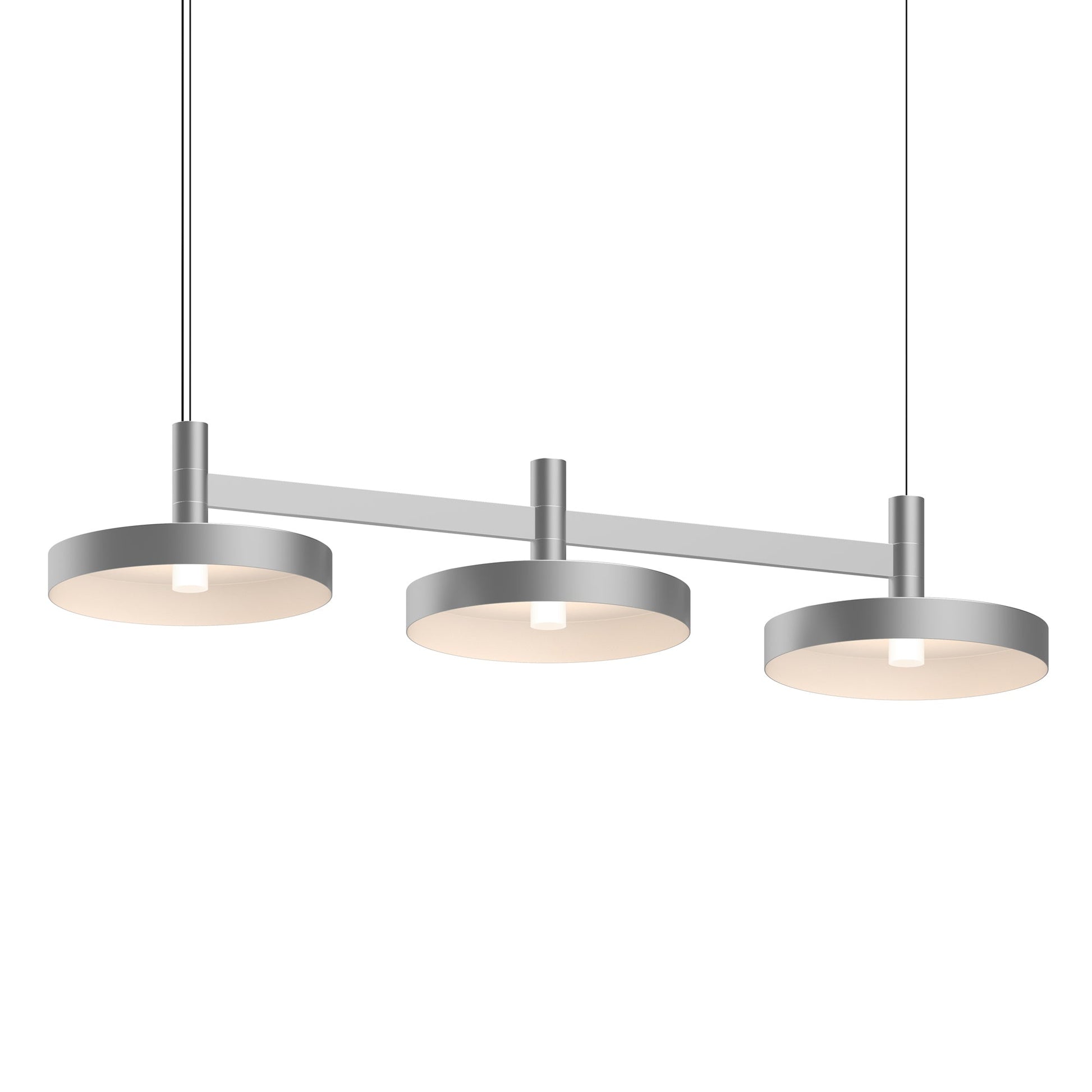 Systema Staccato™ LED Multi Light Pendant Light in Bright Satin Aluminum (3-Light/Pan Shade).