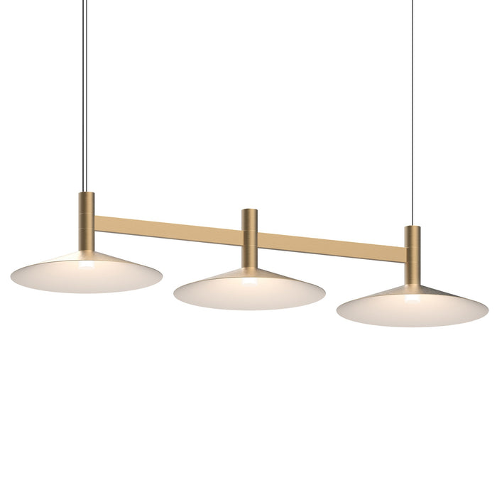Systema Staccato™ LED Multi Light Pendant Light in Satin Brass (3-Light/Shallow Cone Shade).