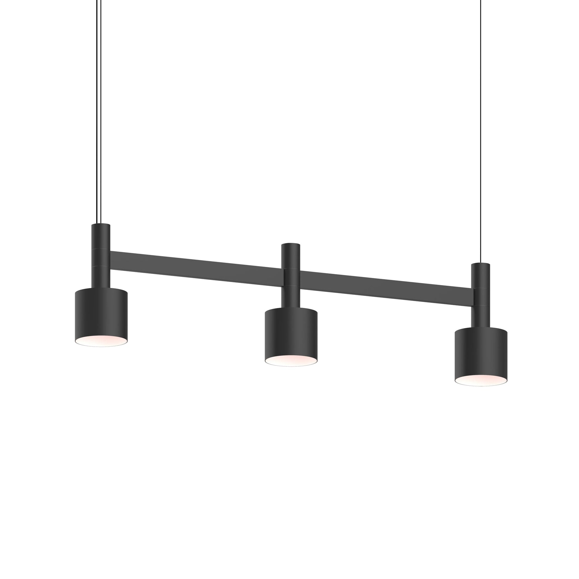 Systema Staccato™ LED Multi Light Pendant Light in Satin Black (3-Light/Drum Shade).