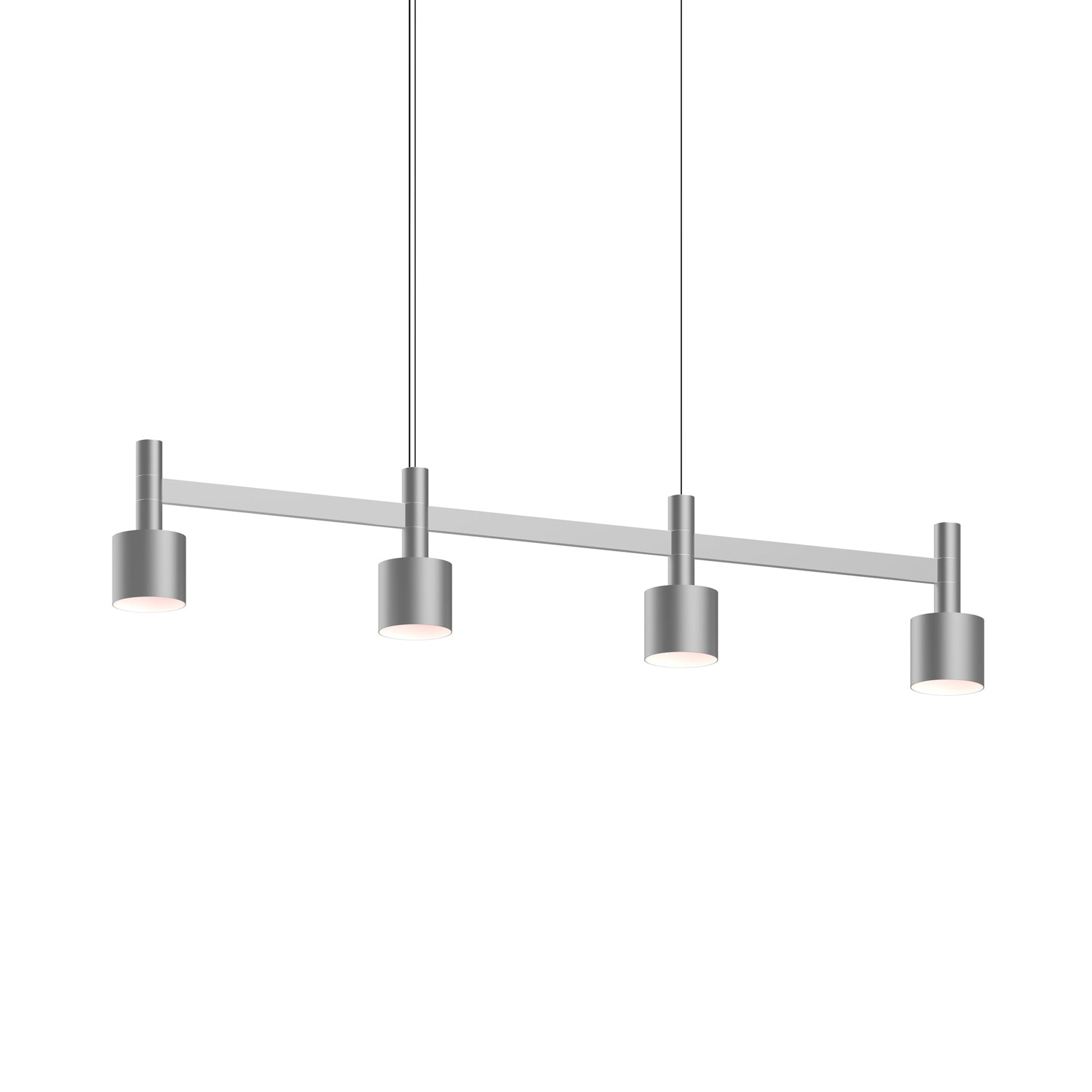 Systema Staccato™ LED Multi Light Pendant Light in Bright Satin Aluminum (4-Light/Drum Shade).