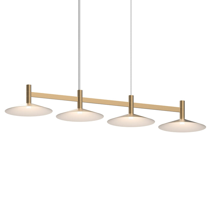 Systema Staccato™ LED Multi Light Pendant Light in Satin Brass (4-Light/Shallow Cone Shade).