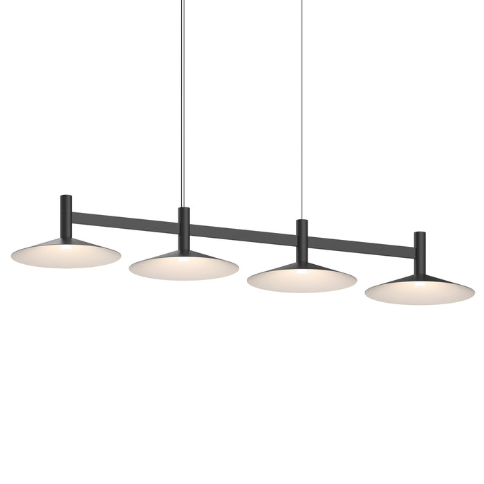 Systema Staccato™ LED Multi Light Pendant Light in Satin Black (4-Light/Shallow Cone Shade).