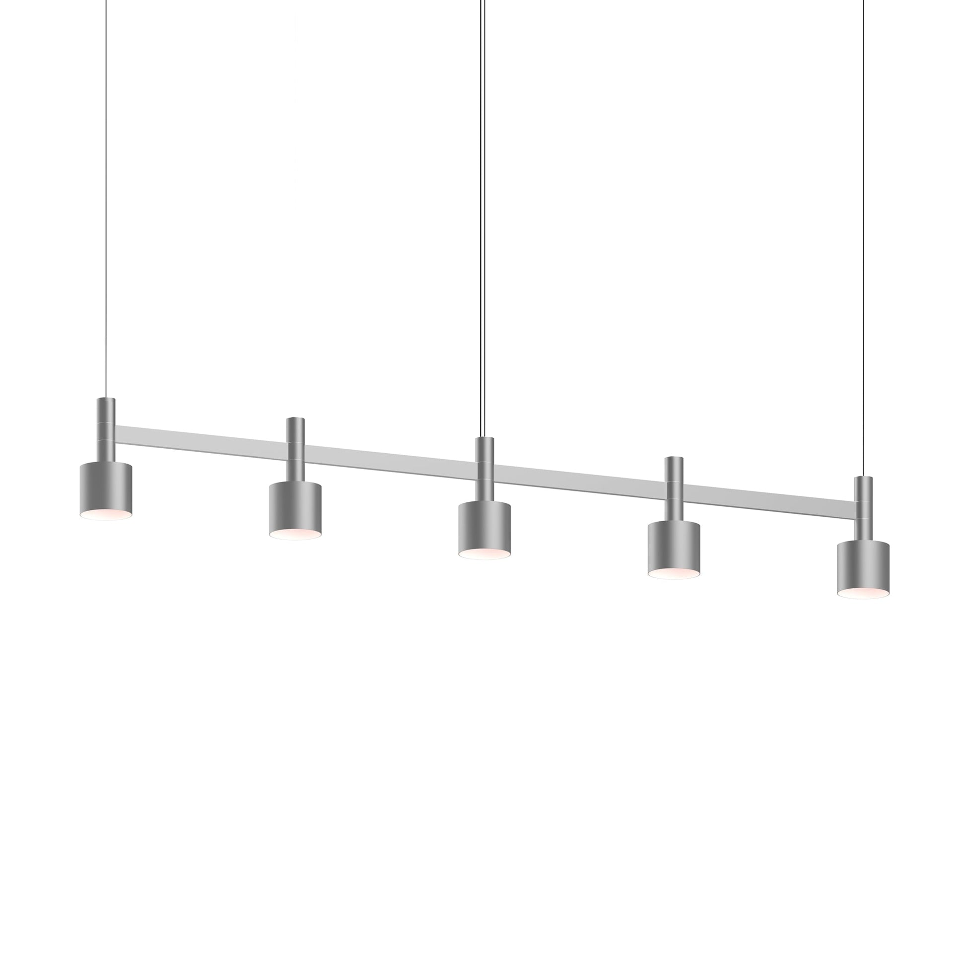 Systema Staccato™ LED Multi Light Pendant Light in Bright Satin Aluminum (5-Light/Drum Shade).