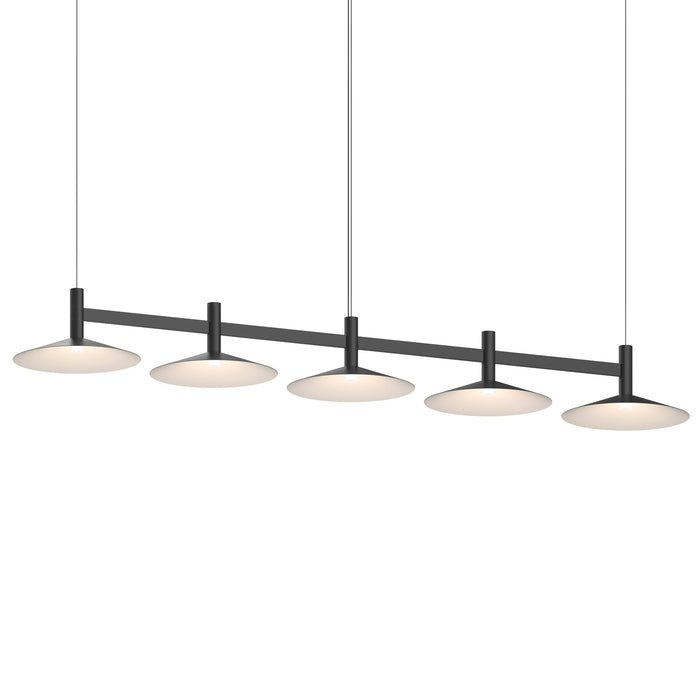 Systema Staccato™ LED Multi Light Pendant Light in Satin Black (5-Light/Shallow Cone Shade).