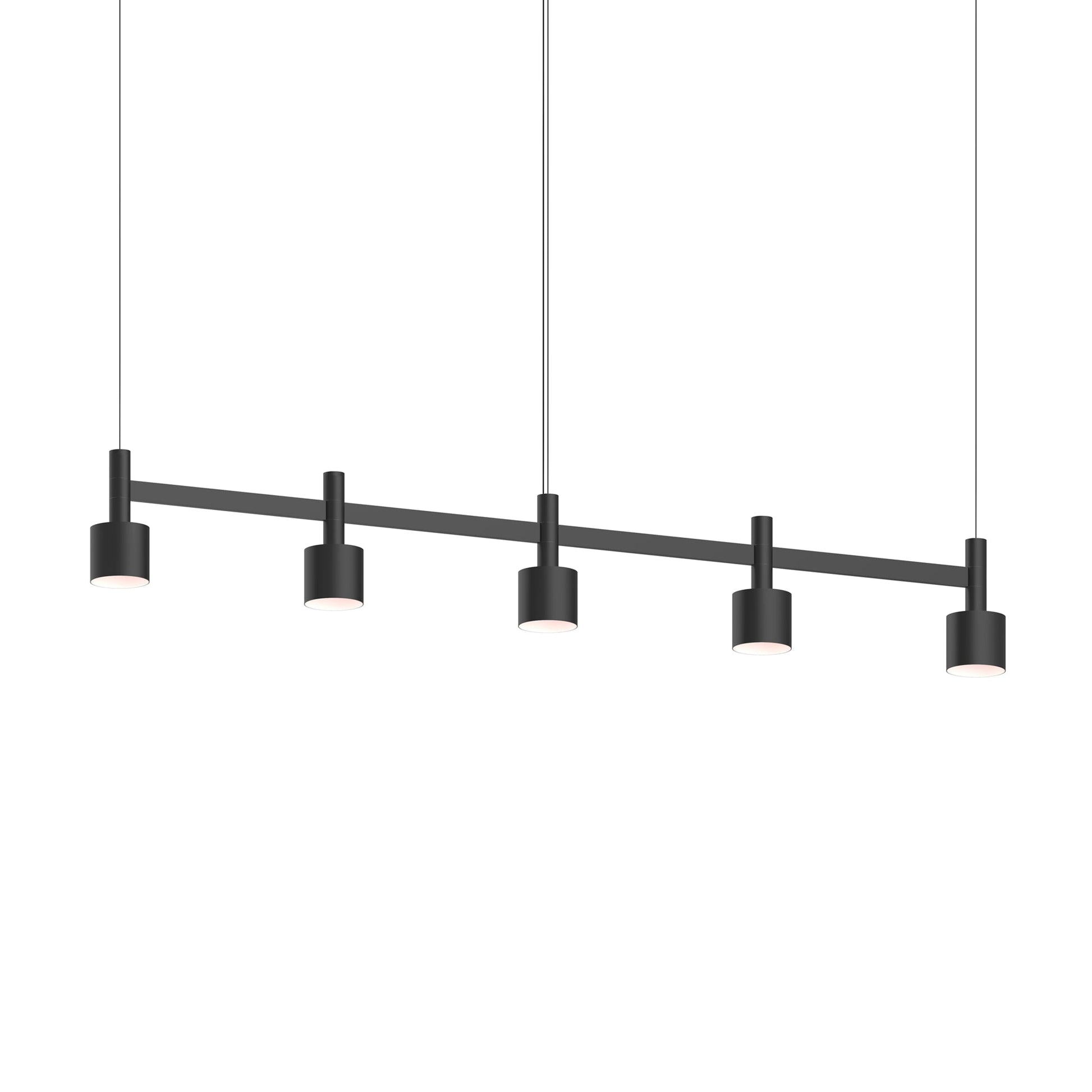 Systema Staccato™ LED Multi Light Pendant Light in Satin Black (5-Light/Drum Shade).
