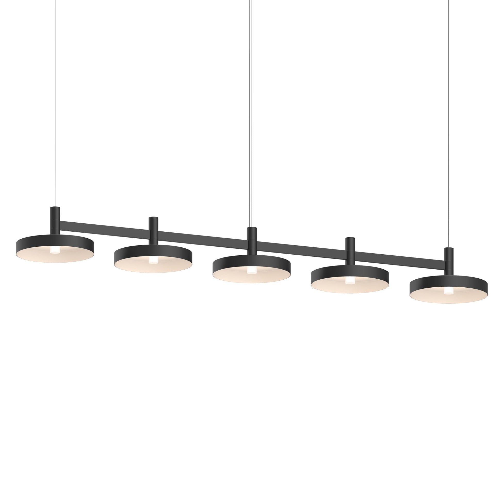 Systema Staccato™ LED Multi Light Pendant Light in Satin Black (5-Light/Pan Shade).