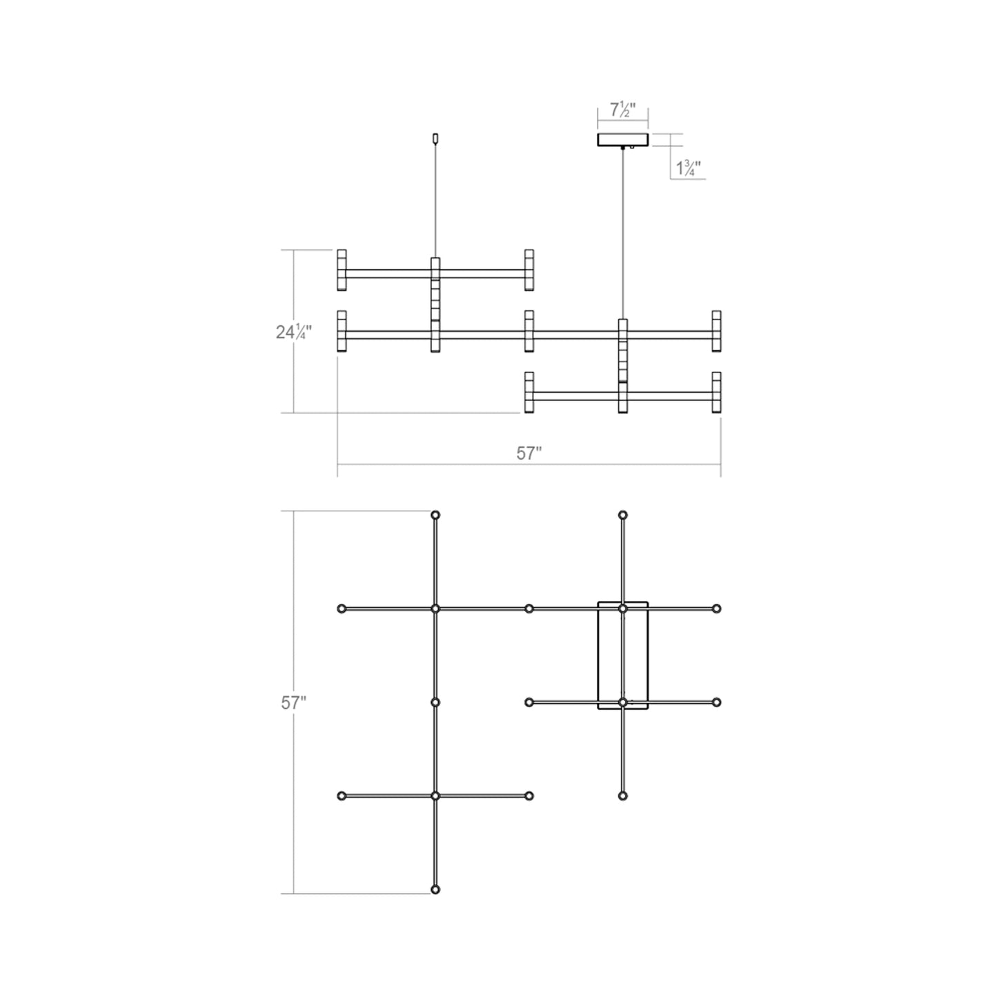 Systema Staccato™ LED Offset Pendant Light - line drawing.