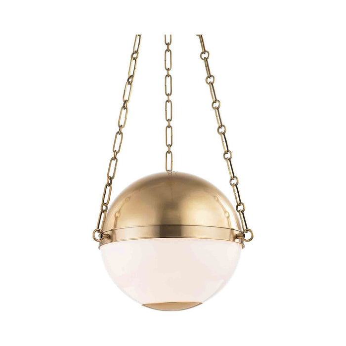 Sphere No.2 Pendant Light in 2-Light/Aged Brass.