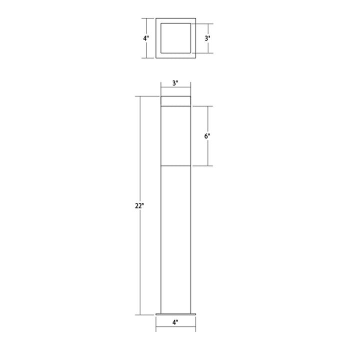 Square Column™ LED Bollard - line drawing.