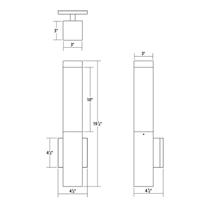 Square Column™ Outdoor LED Wall Light - line drawing.