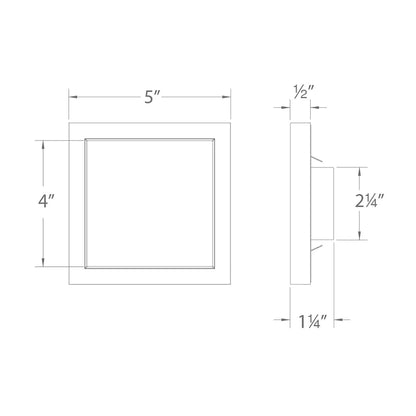 Square LED Ceiling/Wall Light - line drawing.