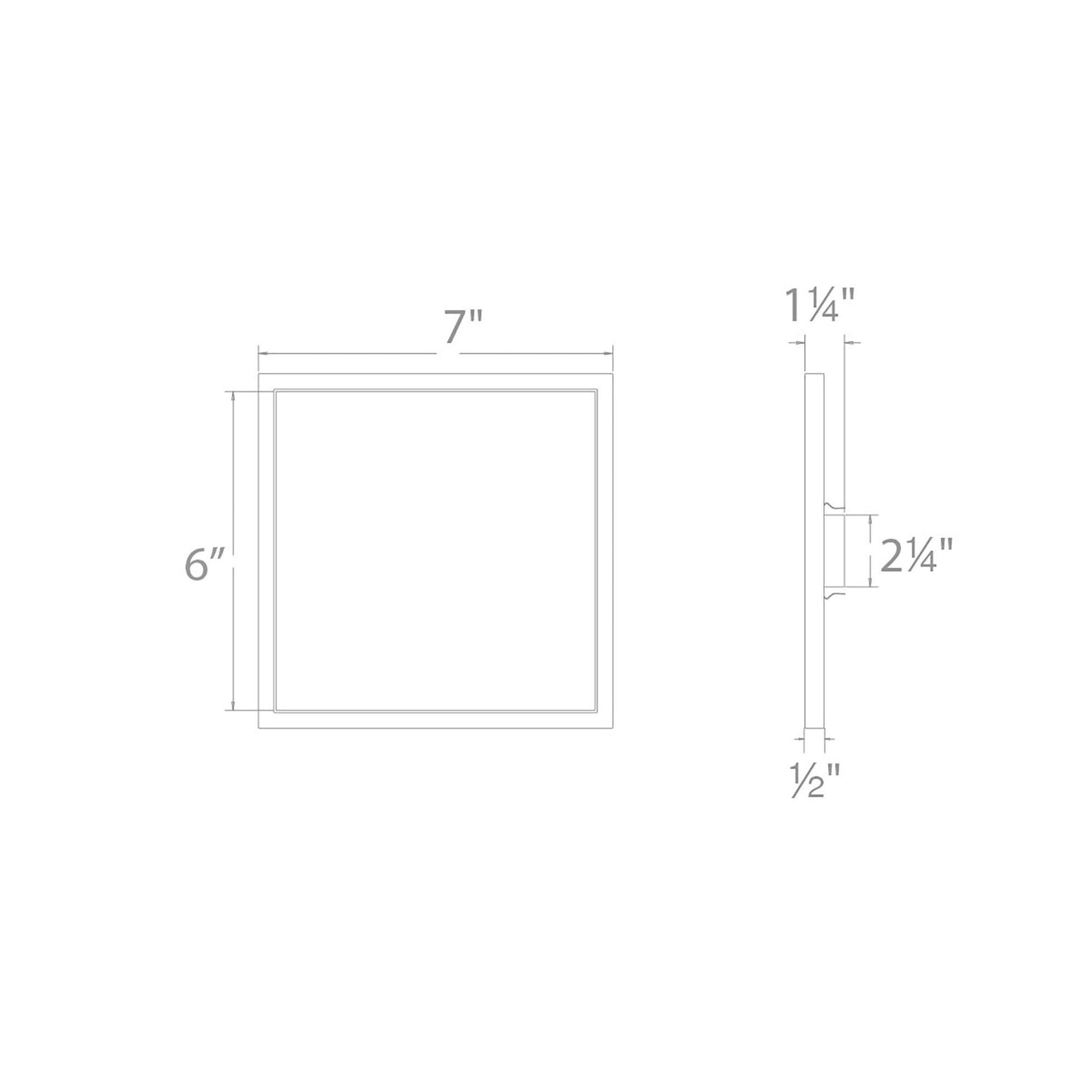 Square LED Ceiling/Wall Light - line drawing.