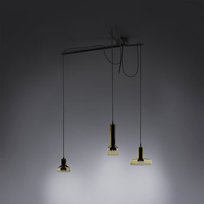 Stablight Triple Pendant Light in Green Amber Clear.