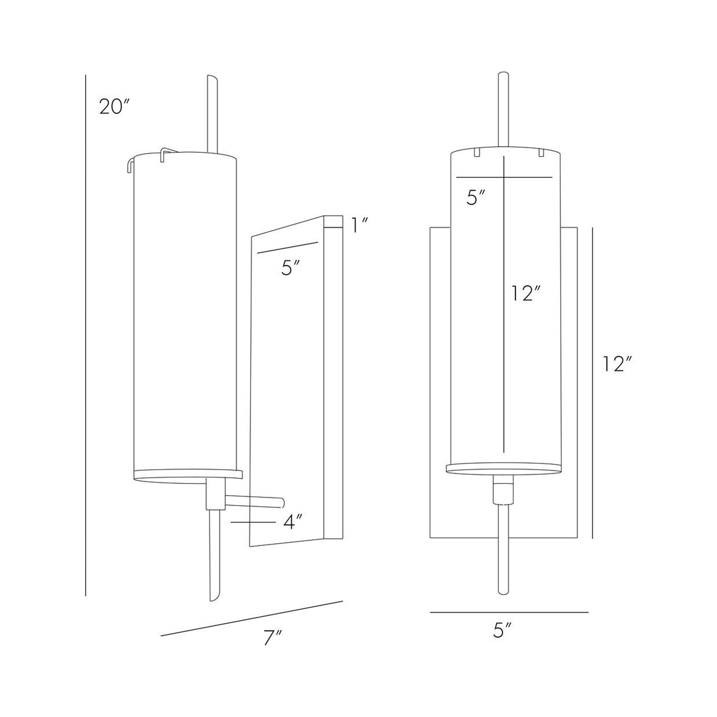 Stefan Wall Light - line drawing.