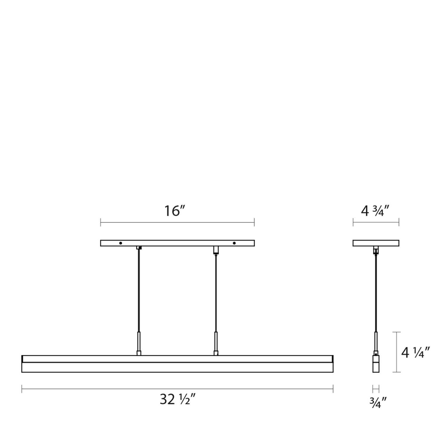 Stiletto LED Pendant Light - line drawing.