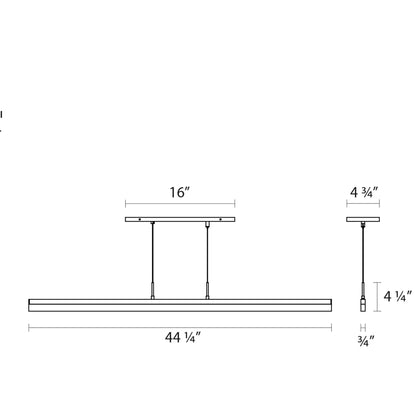 Stiletto LED Pendant Light - line drawing.