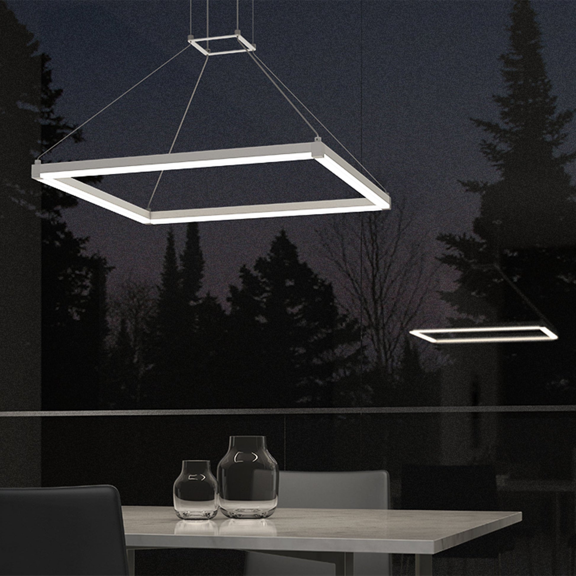 Stix Square LED Pendant Light in living room.